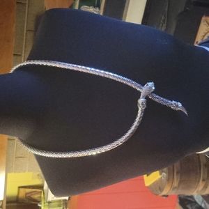 Vintage silver Whiting and Davis snake necklace (or belt).  32 1/2" long.